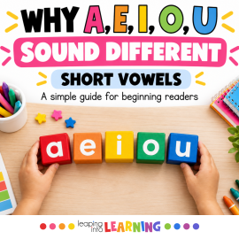 Parent helping child learn short vowels with simple word practice and beginner reading books at home