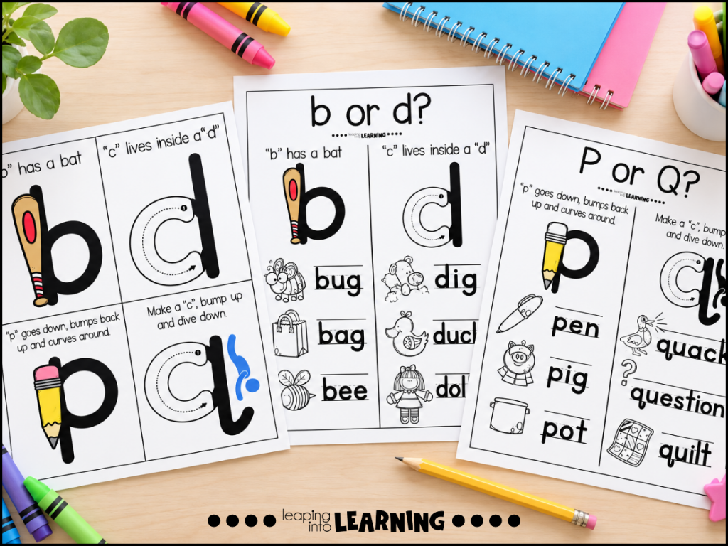 Simple strategies for teaching b and d letter formation, including “c lives inside a d” and “b has a belly,” to help children overcome letter reversals.
