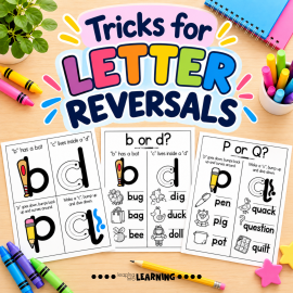 Learn why children write letters backwards and how to help with b and d reversals using simple letter formation tricks and printable activities. Plus, discover when letter reversals may be associated with signs of dyslexia.